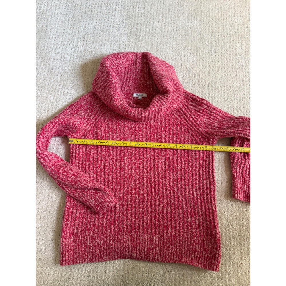 Madewell Pink Marled Ribbed Cowl Neck Sweater Merino Wool Blend Medium